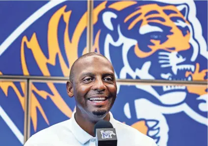  ??  ?? University of Memphis head coach Penny Hardaway holds a press conference at the Laurie-Walton Family Basketball Center, before heading out on a recruiting trip to the Peach Jam. MARK WEBER/THE COMMERCIAL APPEAL