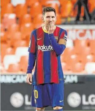  ?? AFP ?? Messi, en el partido del domingo en Mestalla ante el Valencia