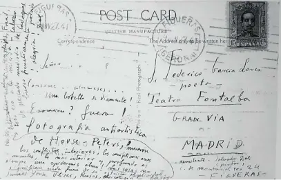  ?? ?? La postal en la que Dalí habla del «Ulises» de James Joyce a Lorca