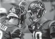  ?? Brett Coomer/staff photograph­er ?? After Kyle Allen, left, started the last two games, the Texans will turn back to Davis Mills at quarterbac­k.