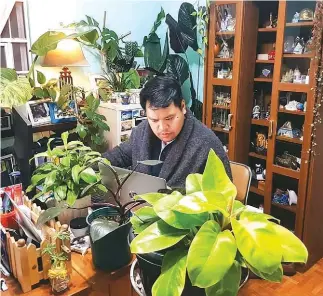  ??  ?? Lee Fajilan, 41, began collecting plants in 2009. On one of his social media posts, he said, 'I literally had to surround myself with lots of #oxygen and #positivity. My home office is now a jungle office.'