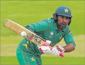  ?? Picture: AFP ?? POSITIVE APPROACH: Pakistan’s Sarfraz Ahmed in action against Sri Lanka in Cardiff on Monday. Pakistan are back in Cardiff for the semi against England today