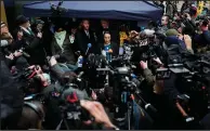  ??  ?? Stella Moris, the partner of Julian Assange and mother of their two children, addresses the media Monday in London after the ruling in Assange’s case.
(AP/Frank Augstein)