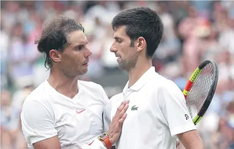  ?? ?? Novak Djokovic (right) and Rafael Nadal.