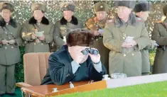  ?? — Reuters ?? North Korean leader Kim Jong Un guides a firing contest among multiple launch rocket system (MLRS) batteries selected from large combined units of the KPA, in this undated photo released by North Korea’s Korean Central News Agency (KCNA) in Pyongyang...