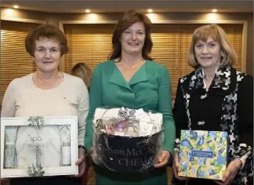  ??  ?? McCauleys pharmacy sponsored competitio­n winners at New Ross Golf Club: Ann O’Grady (third), Marie Therese Wall (first) and Marguerite Sutton (second).
