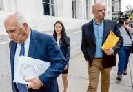  ?? Jim Franco/times Union archive ?? Richard W. Crist, right, leaves the federal courthouse in Albany after he was arraigned April 27, 2023. He faces up to 10 years in prison if convicted of conspiracy to violate constituti­onal rights.