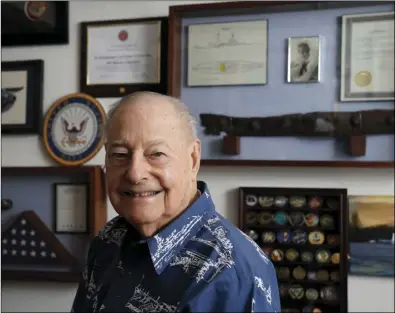  ?? AP Photo/Rich Pedroncell­i, File ?? Pearl Harbor survivor Lou Conter, 101, is seen at his home in Grass Valley, Calif., Nov. 18, 2022. Conter, the last living survivor of the USS Arizona battleship that exploded and sank during the Japanese bombing of Pearl Harbor, died on Monday, April 1, 2024, following congestive heart failure, his daughter said. He was 102.