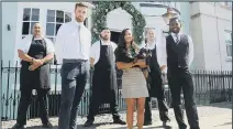  ?? ?? ACCOLADES The team at Becketts Southsea. (back l-r) Jack Sencherey-Evans, head chef, Ben Taylor-Smith, junior sous chef and Charlie Akehurst, chef de partie, with (front l-r) Kealan Blenkinsop, assistant manager, Soraya Parker, owner, and Terence Carvalho, general manager.