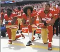  ?? STAFF FILE PHOTO ?? The protest of Colin Kaepernick, center, is often called unpatrioti­c and offensive. The same was said of Rosa Parks’ refusal to give up her seat on a bus.