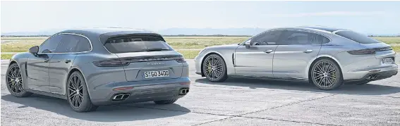  ??  ?? BELOW Sport Turismo, left, is essentiall­y an estate version of the Panamera sedan.