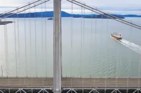  ?? Noah Berger / Special to The Chronicle 2020 ?? The empty upper deck of the Bay Bridge on March 17, when the shutdown began.