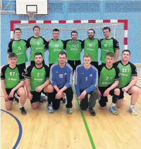  ??  ?? Finalists East Kilbride Handball Club are celebratin­g after their victory over Tryst77