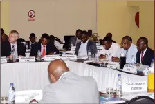  ??  ?? Delegates follow proceeding­s during the United Nations Economic Commission for Africa Ad-hoc expert group meeting on regional integratio­n in Southern Africa at a local hotel in Bulawayo yesterday