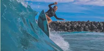  ??  ?? Gold Coast surfer Ellie J Brooks is the new face of Global Wave Conference 2020 and the youth ambassador for next year’s conference. Picture ADRIAN BORT/ADRENALINE SHOTS