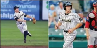  ?? JOHN BLAINE — FOR THE TRENTONIAN ?? Thunder players Nick Solak, left, and Jeff Hendrix, right, are both batting over .300 since joining the team from High-A after the trade deadline.