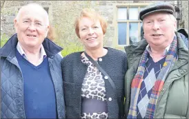  ?? (Pic: John Ahern) ?? Majella Mulqueen, from Fermoy, in the company of Tomas O’Halloran and Castletown­roche native, Denis O’Neill, at last Sunday’s Devonshire Day in Lismore.