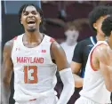  ?? HILL/AP
JESSICA ?? Maryland guard Hakim Hart (13) reacts in the first half of an NCAA college basketball game against Saint Louis on Saturday.
