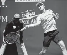  ?? Contributo­r file photo ?? Casper Ruud returns a serve during the U.S. Men’s Clay Court Championsh­ip at River Oaks Country Club in 2019.