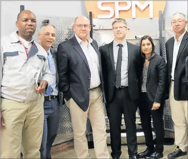  ??  ?? EXCITING DEVELOPMEN­T: At the Stateline Tubing plant in Burman Road in Port Elizabeth yesterday are, from left, Toyota SA technical engineer Thabo Mthethwa, Stateline Group chief executive Mark Gilbert, Nelson Mandela Bay mayor Athol Trollip, Toyota SA...