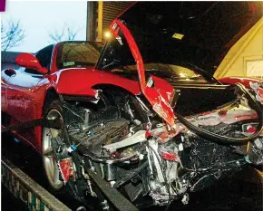  ?? NORTH NEWS ?? Smashed up: Dyer’s supercar after a crash in Newcastle