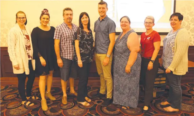  ?? Picture: BRONWYN WHEATCROFT ?? BUSY AGENDA: The new Innisfail Chamber of Commerce committee members (from left) Caitlyn Bonassi, Alison Theurillat, treasurer Peter Lowe, president Nadine Picini, vice-president Gordon McPherson-Rayner, secretary Kathrine Maclean with committee members Kate Lizzio and Leann Centis.