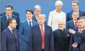  ?? AFP ?? French President Emmanuel Macron, Canada’s PM Justin Trudeau, US President Donald Trump, PM Narendra Modi, Japan’s PM Shinzo Abe and Argentina’s President Mauricio Macri at the G20 Summit