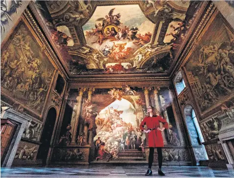  ??  ?? Paean to power: the restoratio­n of James Thornhill’s Painted Hall, at The Old Royal Naval College in Greenwich, has taken two years to complete