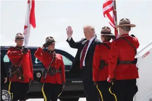  ?? AP Photo/Evan Vucci ?? ■ President Donald Trump arrives for the G-7 Summit on Friday in Canadian Forces Base Bagotville, Canada.