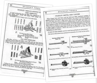  ??  ?? Pages from the 1925 Stanley Tools catalogue No. 34