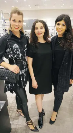  ?? PHOTO COURTESY, PARKER PR ?? Pictured, from left, at Holt Renfrew’s annual charity event supporting Dress for Success Calgary are Parker PR’s Ellen Parker, Dress for Success’ Nouran Emam and Ayden Athwal.
