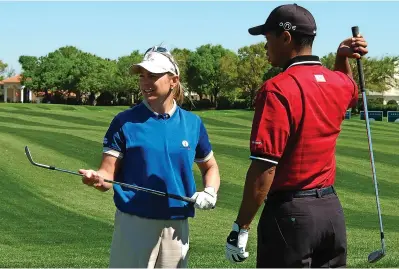  ??  ?? BELOW Annika Sorenstam and Tiger Woods both benefited from practising together in Orlando.