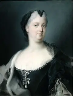  ??  ?? 3. Portrait of Empress Wilhelmine Amalie, 1730, Rosalba Carriera, pastel on paper, 65.5 × 51.5cm. Gemäldegal­erie Alte Meister, Dresden
