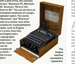  ??  ?? The Enigma machine resembled a
typewriter.
