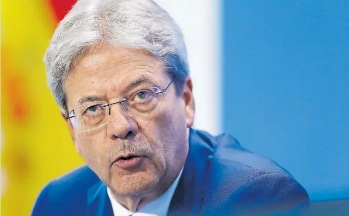  ?? REUTERS ?? Definicion­es. El premier italiano Paolo Gentiloni defiende con firmeza la idea de una Europa unida para enfrentar a un mundo al que define como cada vez más difícil y peligroso.