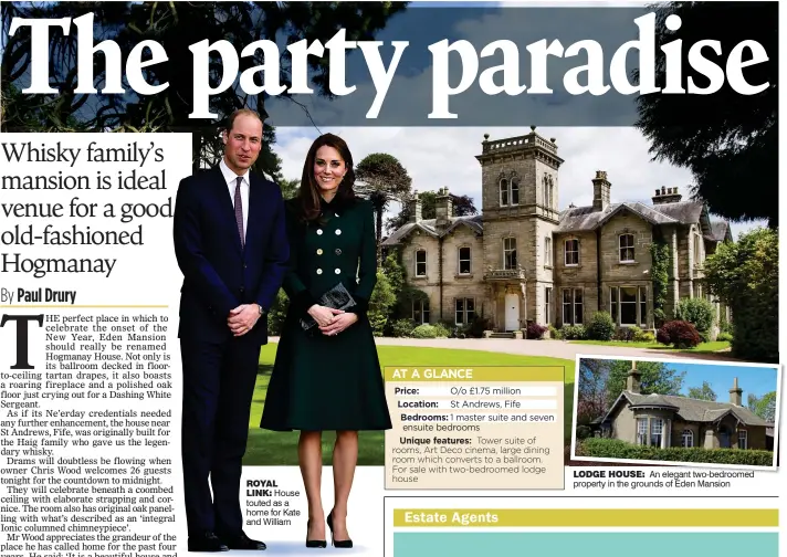  ??  ?? ROYALLINK: House touted as a home for Kate and William LODGE HOUSE: An elegant two-bedroomed property in the grounds of Eden Mansion