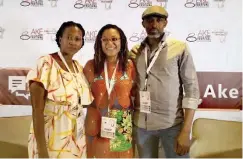  ??  ?? (L-R) Isabella Akinseye, Cynthia Jele, and Odafe Atogun after their book chat