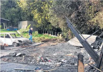  ??  ?? The Kereopas’ home and workshop were destroyed in the Raglan blaze.