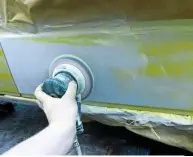  ??  ?? Filler primer allows minor imperfecti­ons to be covered, which become invisible when sanded back flush with that of the surroundin­g panel work.