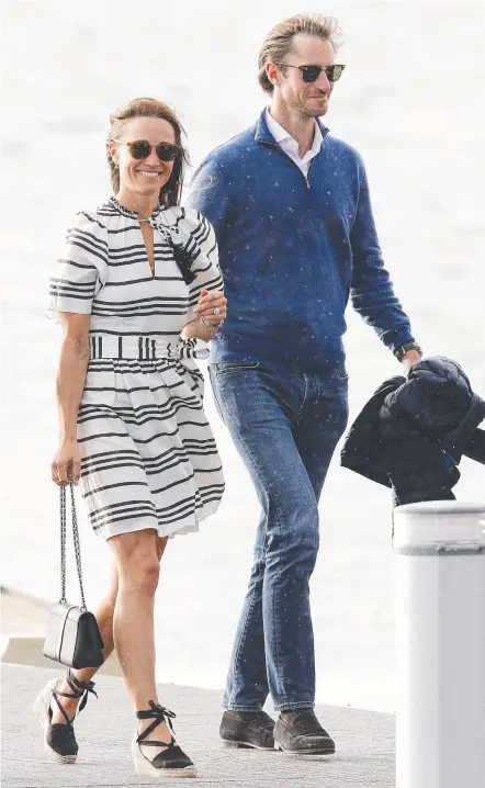  ??  ?? Pippa Middleton and her new husband James Matthews at the Sydney Sea Planes terminal, Rose Bay. Picture: JUSTIN LLOYD CHRIS HOOK AND DANIELLE GUSMAROLI