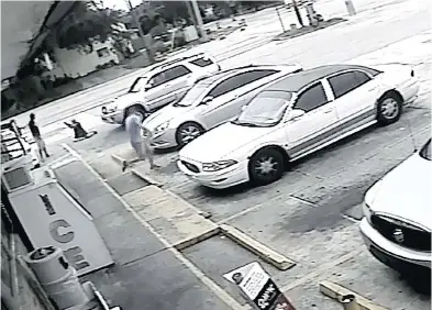  ?? PINELLAS COUNTY SHERIFF’S OFFICE VIA THE ASSOCIATED PRESS ?? In this July 19 file frame from surveillan­ce video, unarmed man Markeis Mcglockton, far left, is shot by Michael Drejka during an altercatio­n in the parking lot of a convenienc­e store in Clearwater, Fla.