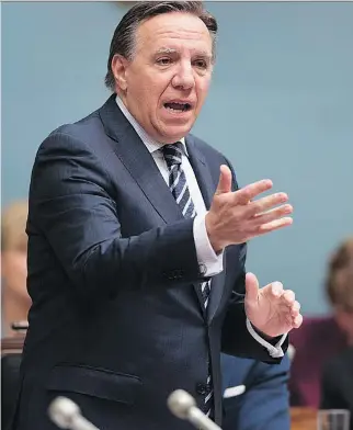  ?? JACQUES BOISSINOT /THE CANADIAN PRESS ?? Despite all the umbrage and the outrage, the real issue here is Coalition Avenir Québec Leader François Legault’s past comments catching up with him, Allison Hanes writes.