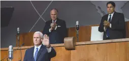  ?? (Shahar Azran) ?? US VICE PRESIDENT Mike Pence waves to the crowd at a UN event in New York marking 70 years since the Partition Plan was approved.