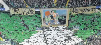  ??  ?? IMPRESSION­ISTS Green Brigade display their artwork but PSG are the only masters on show at Parkhead