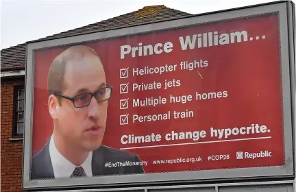  ?? ?? The giant poster of Prince William in Shirley and inset, MP Julian Knight