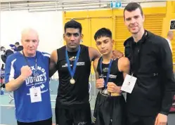  ??  ?? Success Durie’s boxers Albert Antony and Yaseen Nawaz, who took medals in the Scottish Novice championsh­ips