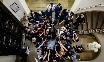  ?? Photograph: Jim Lo Scalzo/EPA ?? Republican Speaker of the House Kevin McCarthy speaks to reporters about negotiatio­ns with the White House over the debt limit.