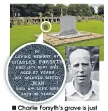  ??  ?? Charlie Forsyth’s grave is just yards from children’s memorial.