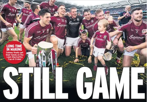  ??  ?? LONG TIME IN MAKING Galway finally get their hands on the Liam Maccarthy Cup at Croker