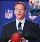  ?? (Reuters) ?? A NEW five-year deal for NFL Commission­er Rogers Goodell had been signed for a week when owners gathered for meetings in Dallas. And while Dallas Cowboys owner Jerry Jones (inset) was conciliato­ry, the outspoken billionair­e wasn’t conceding anything.